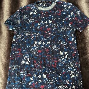 Michael Kors Blue and Red Floral Top